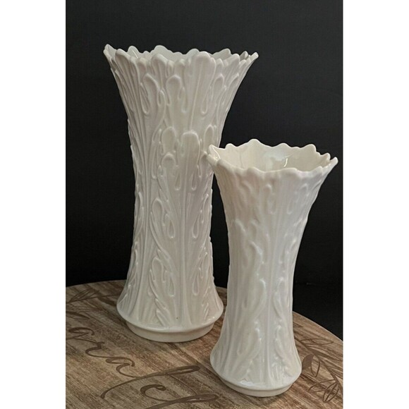 Vtg 8.5" & 6.25" Lenox Vases Acanthus Leaves Woodland Collection of Lot 2 USA - Picture 2 of 7
